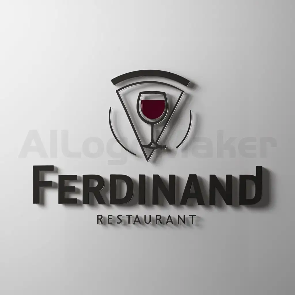 a logo design,with the text "Ferdinand", main symbol:Pizza, Wein,complex,be used in Restaurant industry,clear background