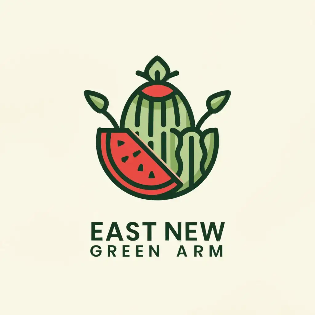 a logo design,with the text "East New Green Farm", main symbol:TGF Melon Watermelon Beans,Moderate,clear background