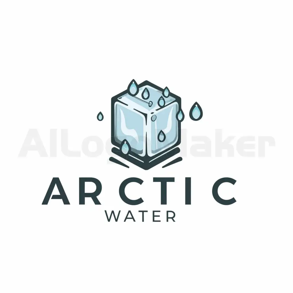 a logo design,with the text "Arctic Water", main symbol:Ice cube and water,Moderate,clear background