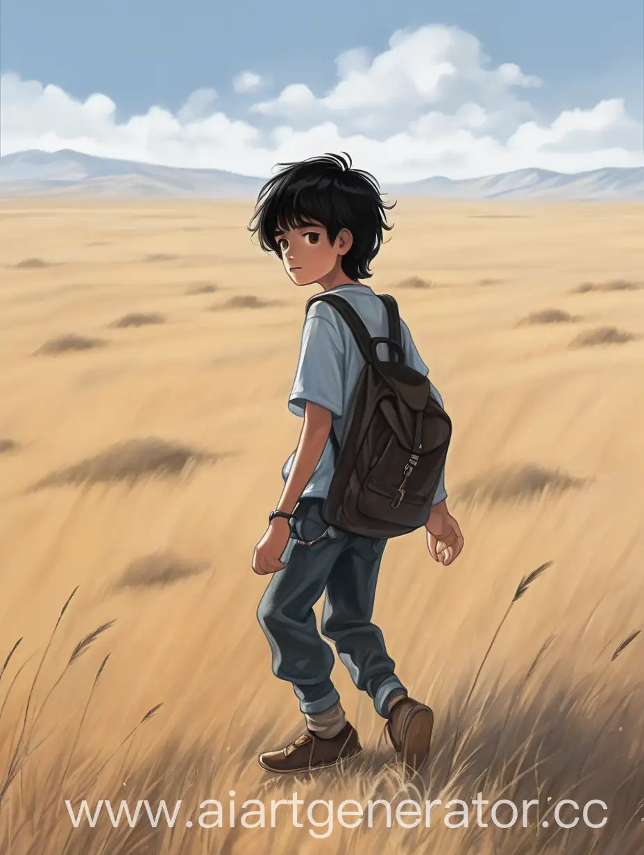 BlackHaired-Boy-Wandering-in-the-Steppe