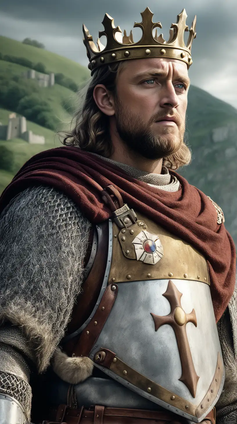 
A photorealistic depiction of King Arthur, history channel , cinematic