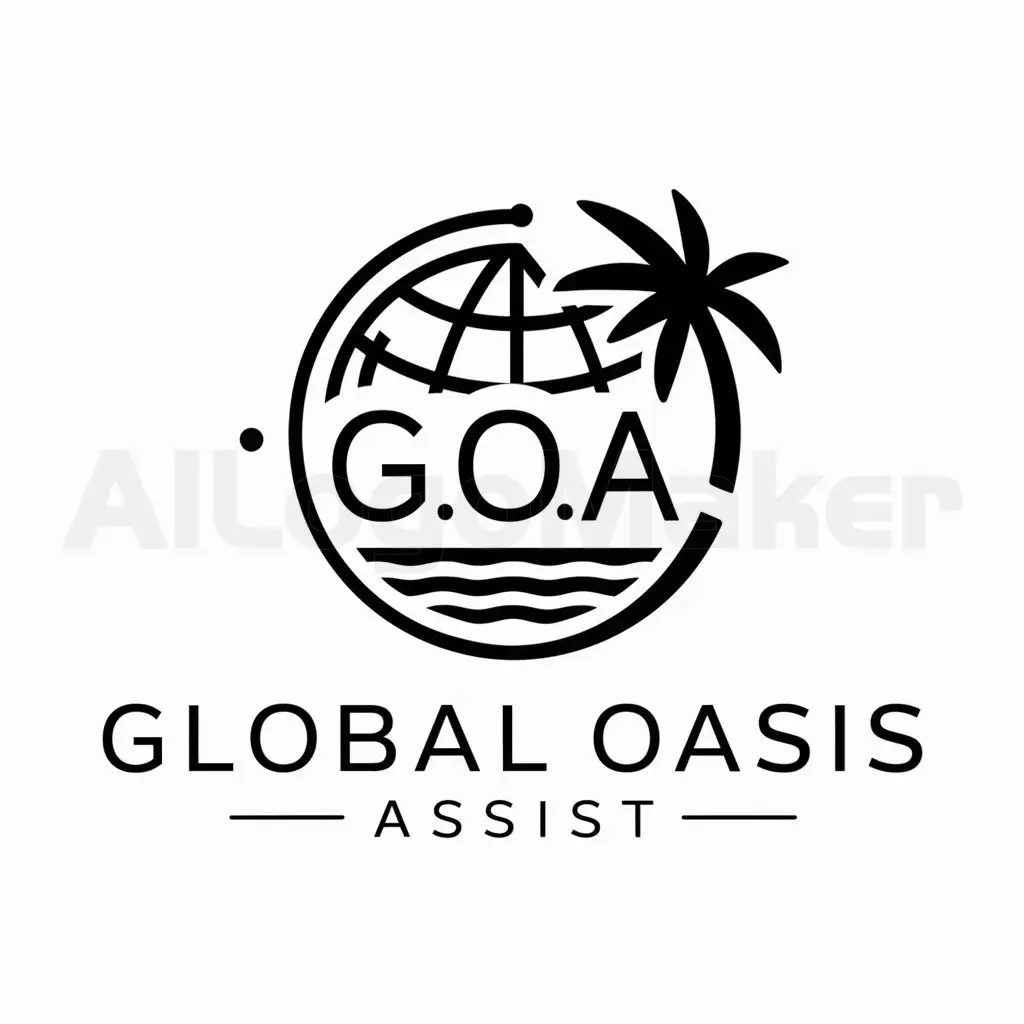 a logo design,with the text "Global Oasis Assist", main symbol:world palm circle,complex,be used in G.O.A. industry,clear background