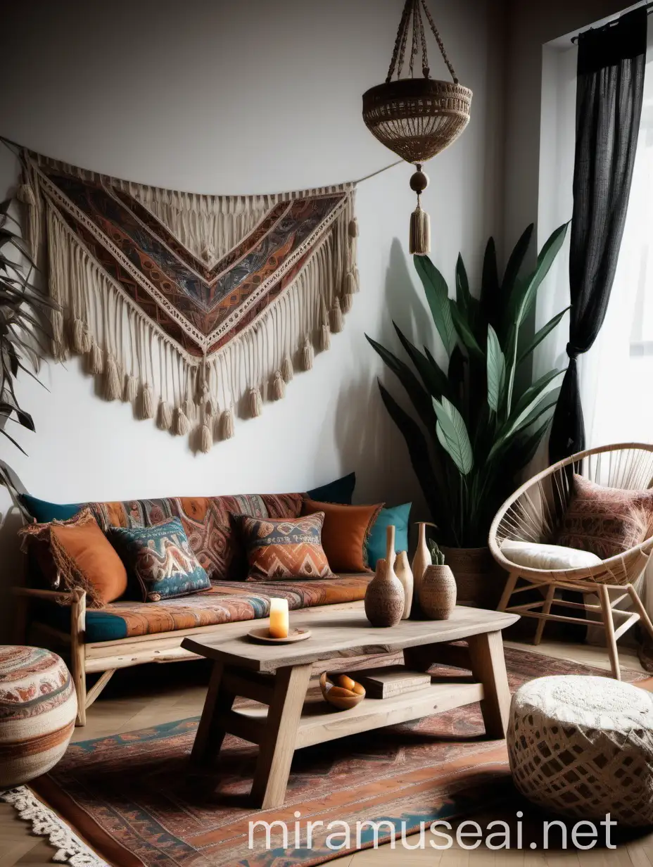 Bohemian Style Furniture in a Cozy Living Room Setting