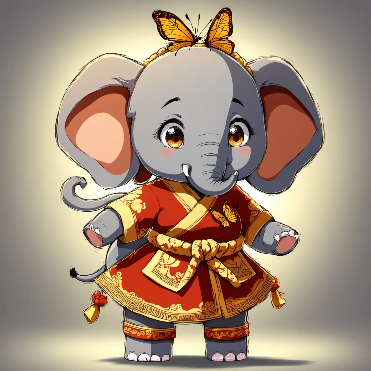 Adorable-Cartoon-Elephant-Girl-with-a-Butterfly-Knot