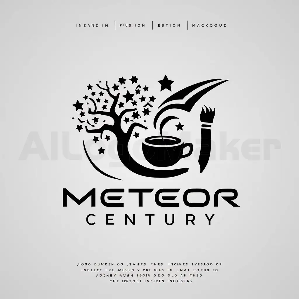 a logo design,with the text "meteor century", main symbol:rowan stars, shooting star, tea, Jianlan,complex,be used in Internet industry,clear background