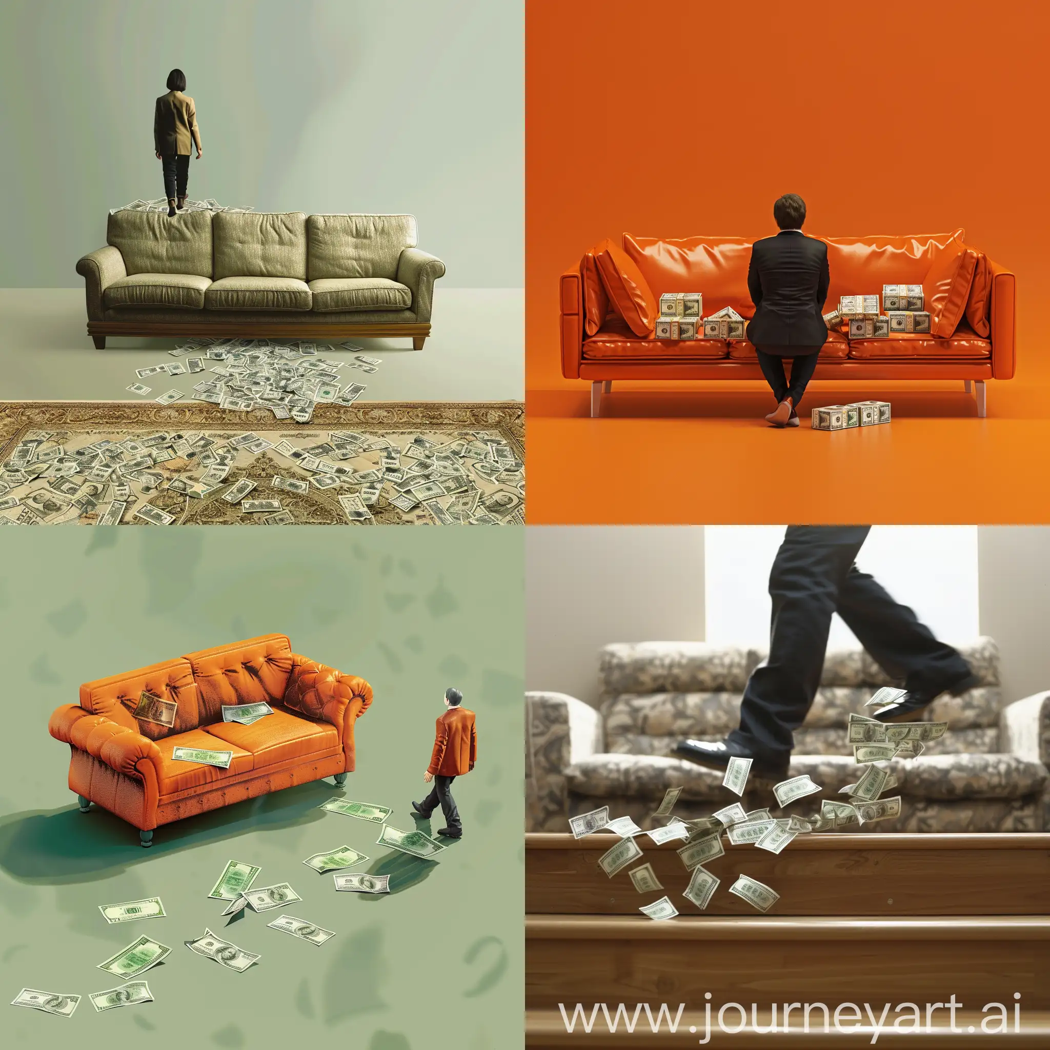 Person-Carrying-Money-Approaching-Sofa
