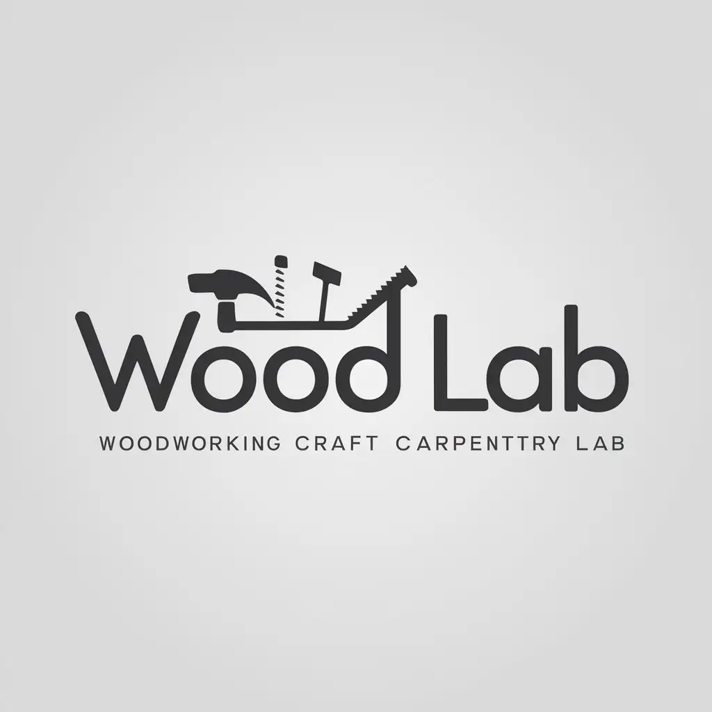 a logo design,with the text "Wood lab", main symbol:Woodworking, craft tools, lab,Minimalistic,be used in Education industry,clear background