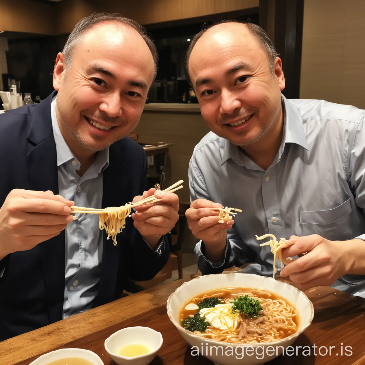 Ziv Altit and Masayoshi Son eating Ramen in Tokyo