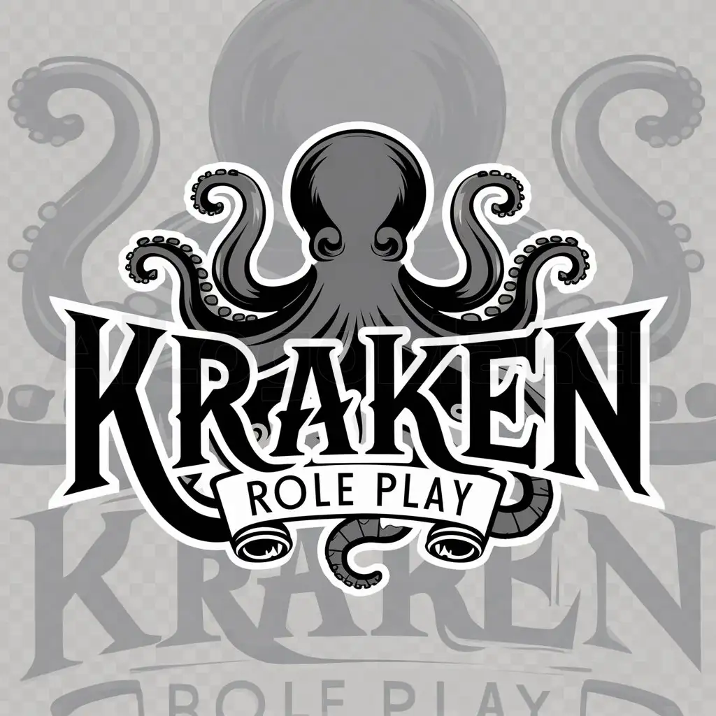 a logo design,with the text "Kraken Role Play", main symbol:Octopus,Moderate,clear background