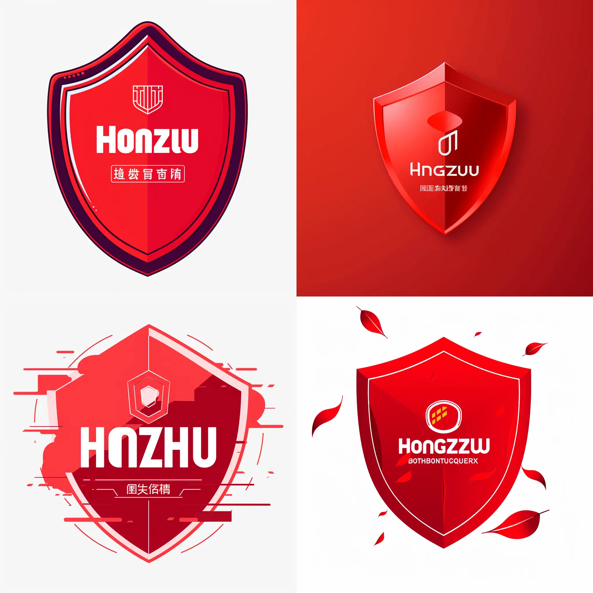 **Description**: Create a minimalist digital illustration that represents the concept of business-finance integration, featuring the iconic imagery of "Hongzhu" brand. The illustration should convey professionalism and simplicity.
**Examples**: McKinsey, Deloitte, Accenture, Bain, IBM, Boston Consulting Group.
**Constraints**: Use red color and keep the design minimalist.
**Preferences**: Incorporate a shield motif.
**Output Format**: PNG.

