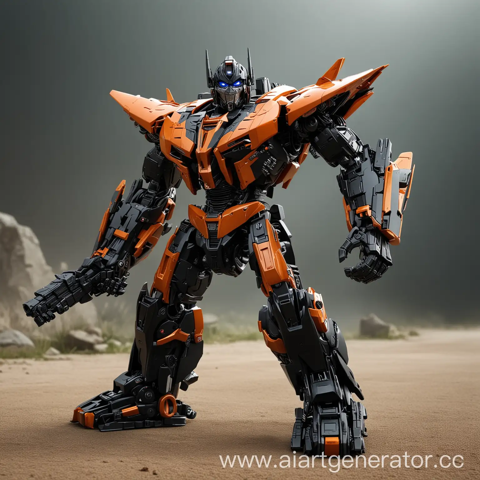 Transforming-Decepticon-Robot-in-Black-and-Orange-Chevrolet-Cobalt