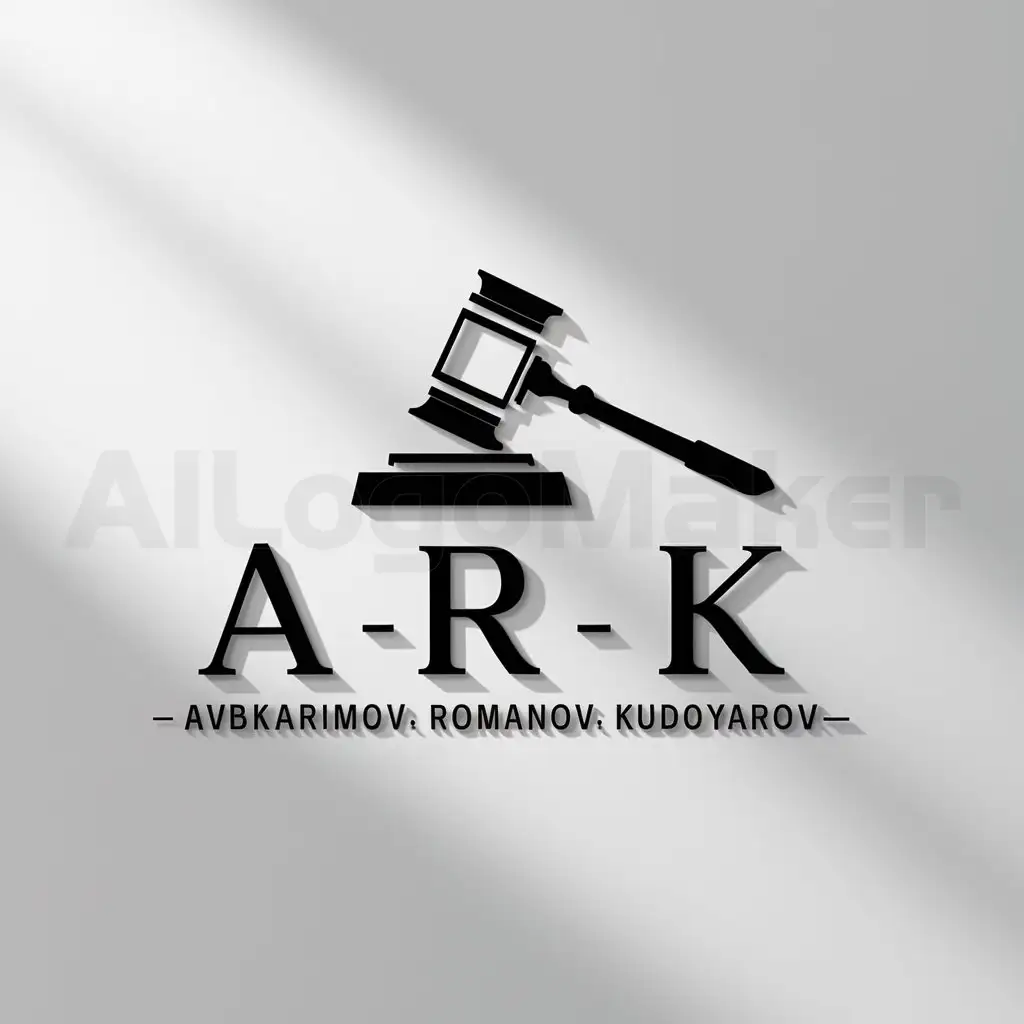 a logo design,with the text "ARK, Avbkarimov, Romanov, Kudoyarov Consalting", main symbol:Lawyer,Minimalistic,be used in Legal industry,clear background