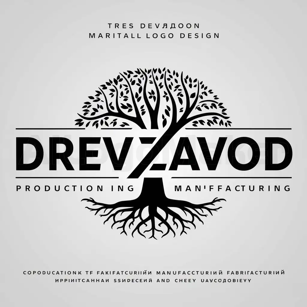 a logo design,with the text "DrevZavod", main symbol:Tree,complex,be used in producing, production, manufacture, fabrication industry,clear background