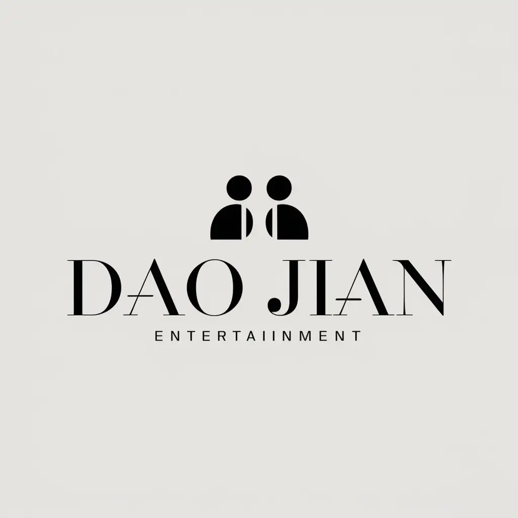 a logo design,with the text "dao jian", main symbol:a pair of opposing sexes gazing at each other from a distance,Minimalistic,be used in Entertainment industry,clear background