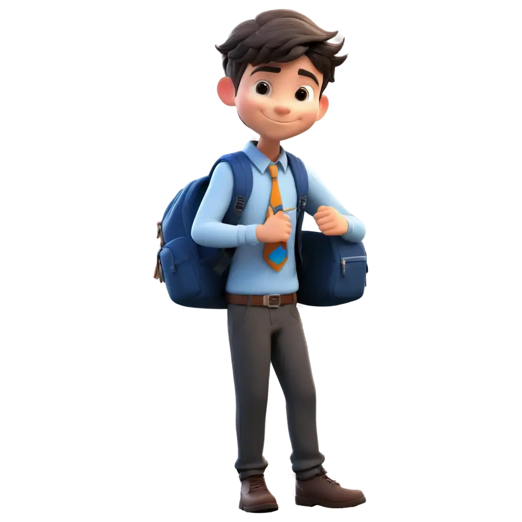 Cartoon-School-Boy-in-Uniform-with-School-Bag-HighQuality-PNG-Image-for-Versatile-Use