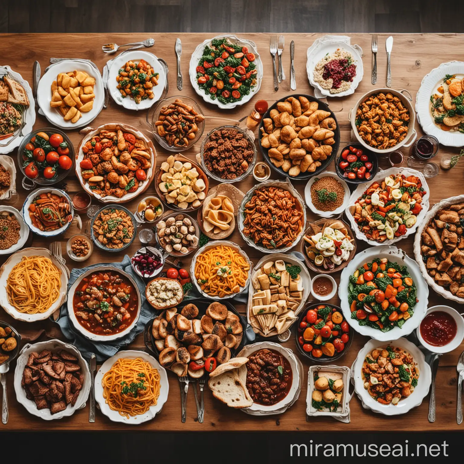 table full of food