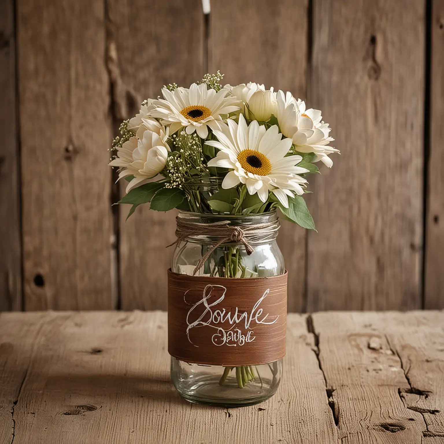 Rustic-Wedding-Centerpiece-HandPainted-Distressed-Brown-Jar