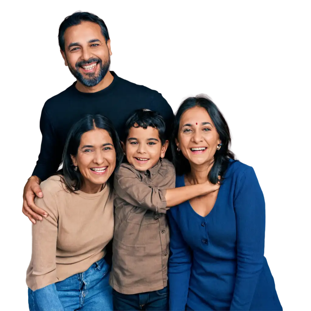 Vibrant-Indian-Family-Laughing-in-PNG-Format-A-Joyful-Cultural-Celebration