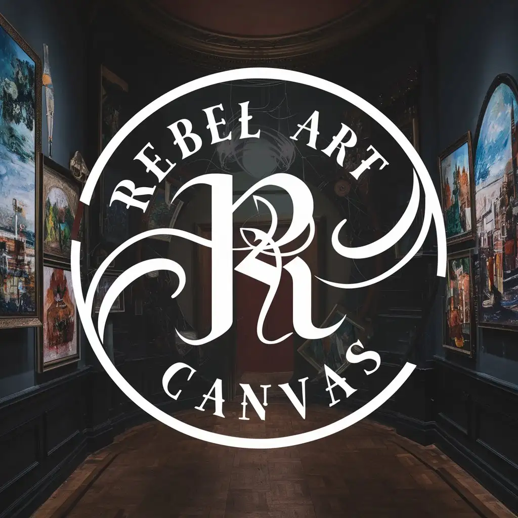 Round-Logo-with-Rebel-Art-Canvas-and-Interior-Paintings-in-Beautiful-Gothic-Font