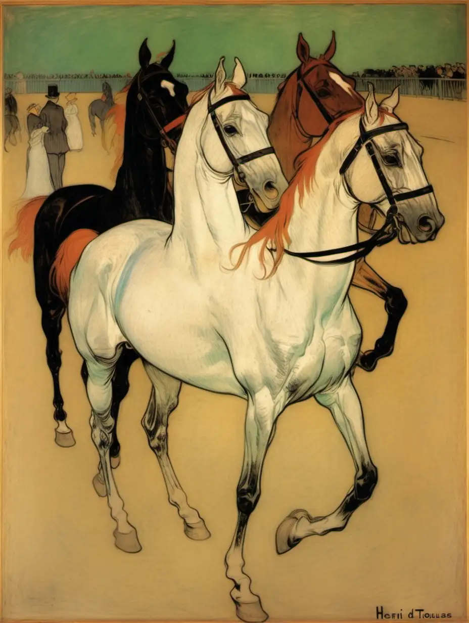 Vibrant Painting of Henri de ToulouseLautrecs Equestrian Scene