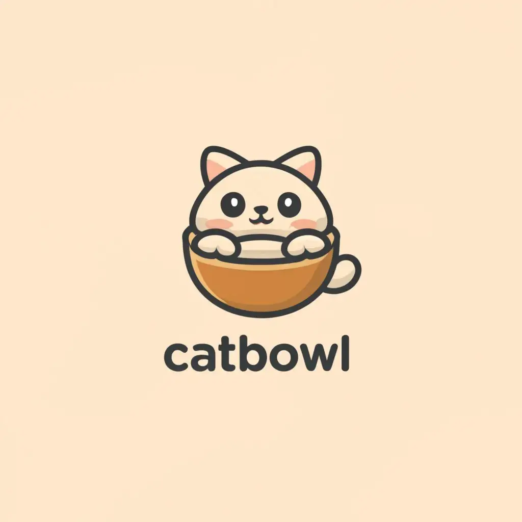 a logo design, with no text, main symbol: cat in a bowl, Minimalistic, clear background