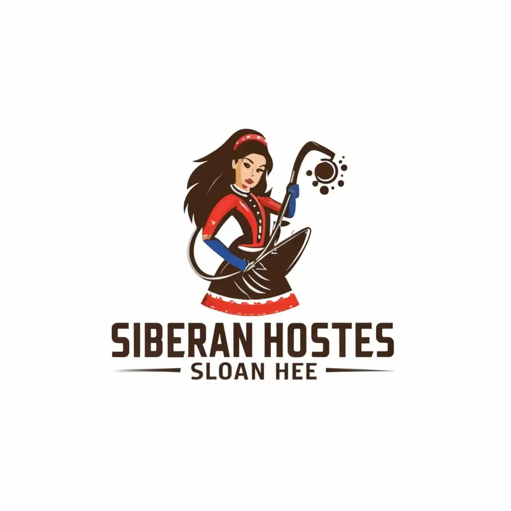 LOGO-Design-for-Siberian-Hostess-Russian-Girl-Cleaning-Up-with-Clear-Background-for-Others-Industry