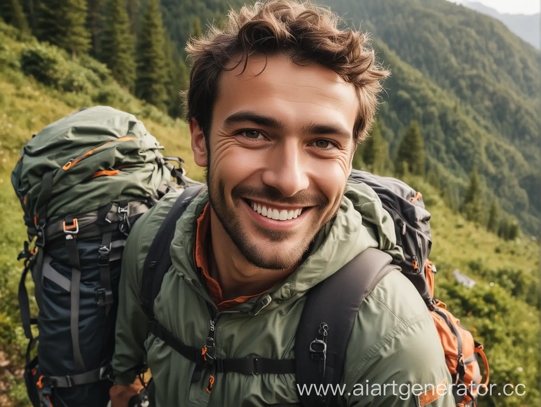 Happy-Hiker-with-Shoulder-Backpack-Smiling