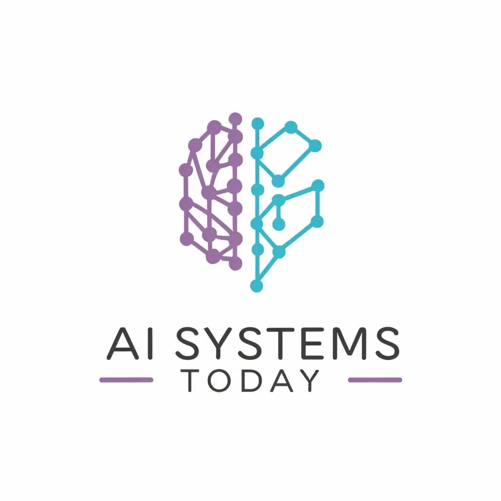 a logo design,with the text "AI  SYSTEMS TODAY", main symbol:half a biological and half tech brain,Moderate,be used in Technology industry,clear background