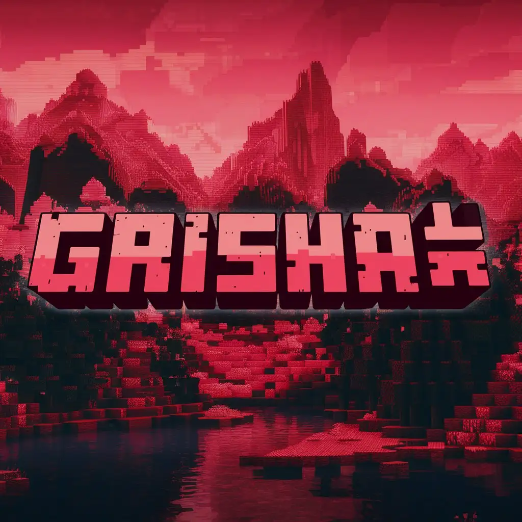 Minecraft-Style-Image-with-GrishaGame-Inscription-in-Red-Shades