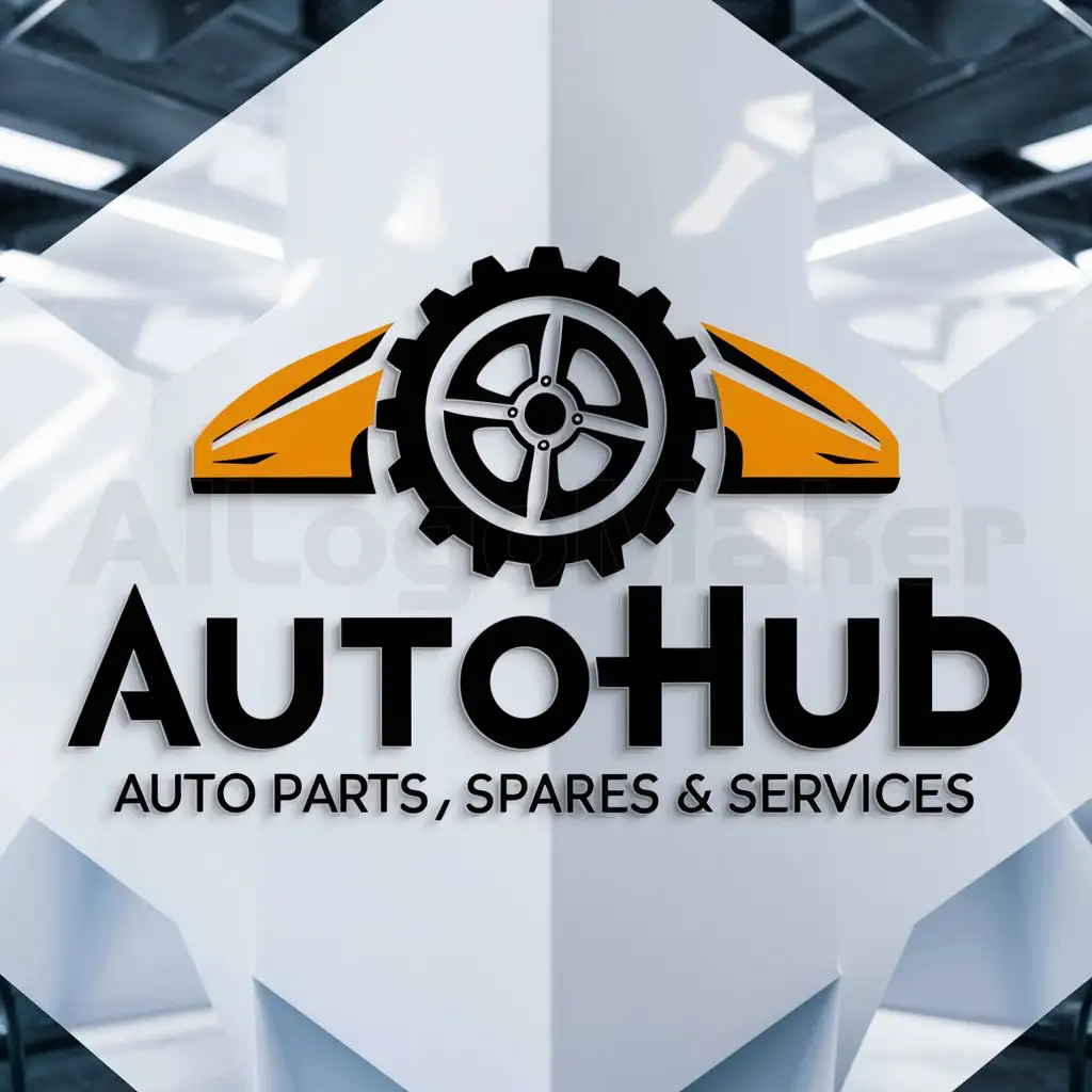 a logo design,with the text "Autohub", main symbol:auto parts, spares,complex,be used in Automotive industry,clear background