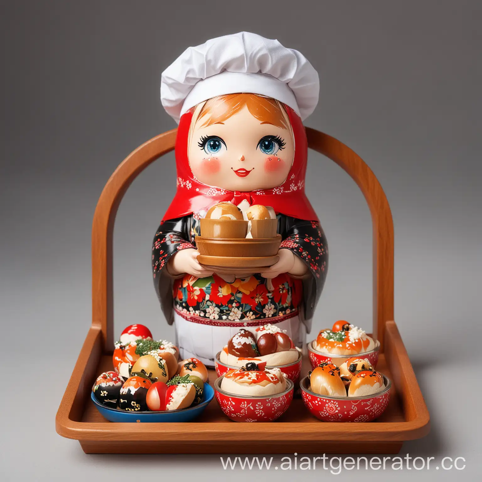 Matryoshka-Chef-Offering-Tray-with-Delicious-Food