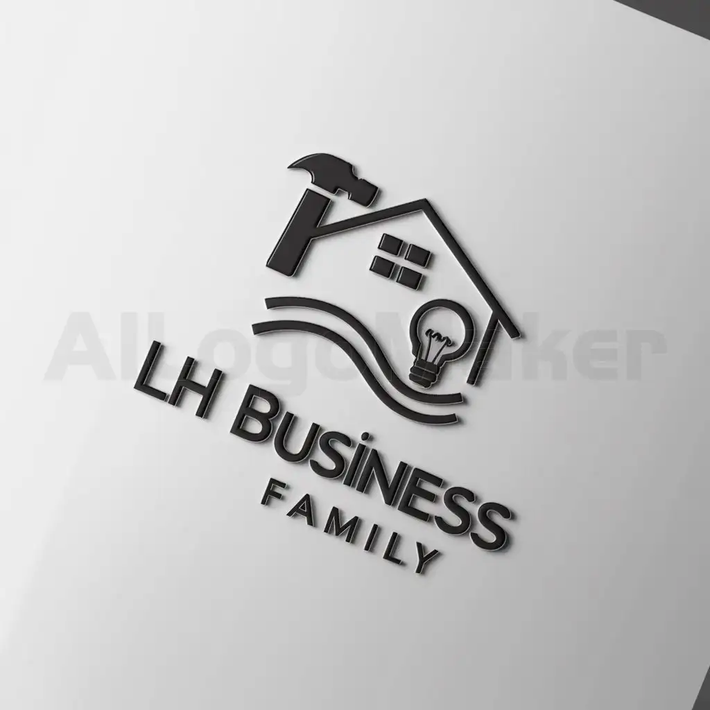 a logo design,with the text "LH BUSINESS FAMILY", main symbol:Rénovation immobilière, électricité, travaux,Minimalistic,be used in Construction industry,clear background