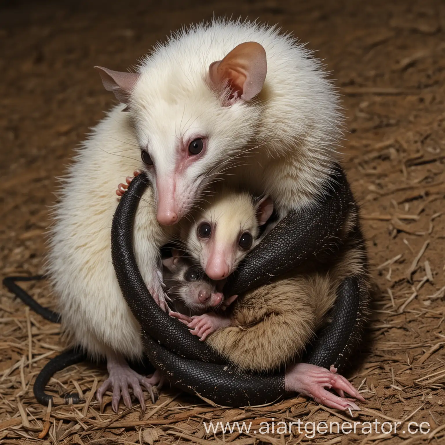 Cobra-Embraces-Opossum-in-Natural-Habitat