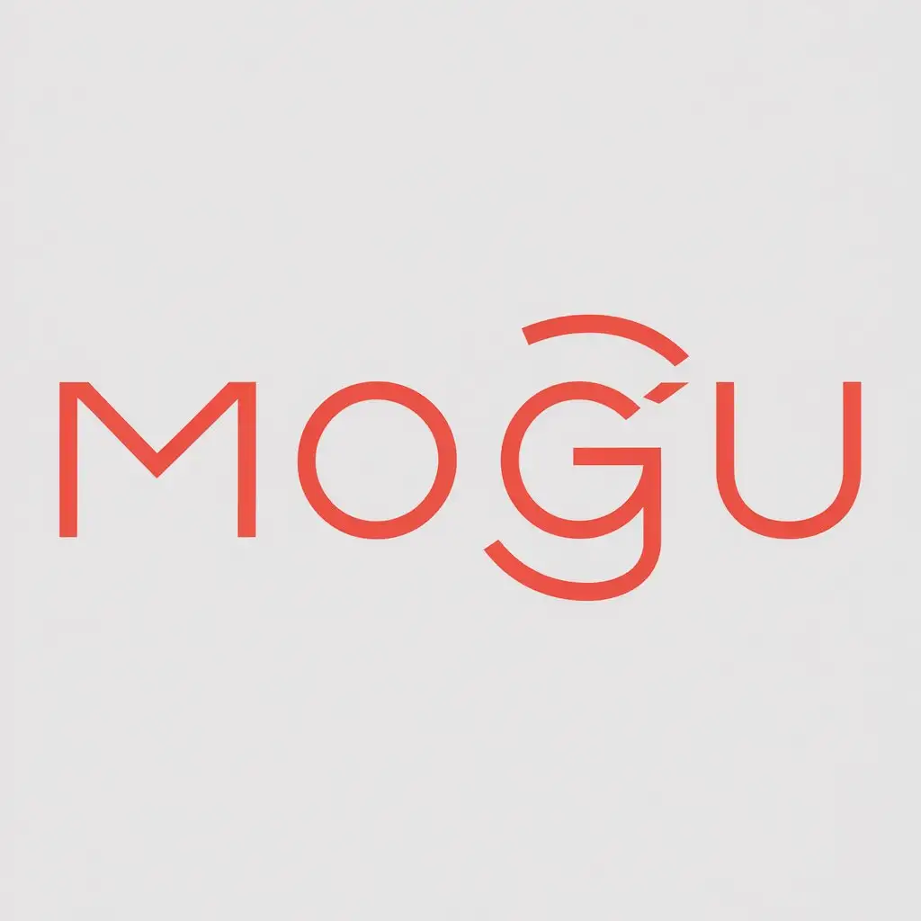 a logo design,with the text "MOGU", main symbol:light red white characters,Minimalistic,be used in Internet industry,clear background