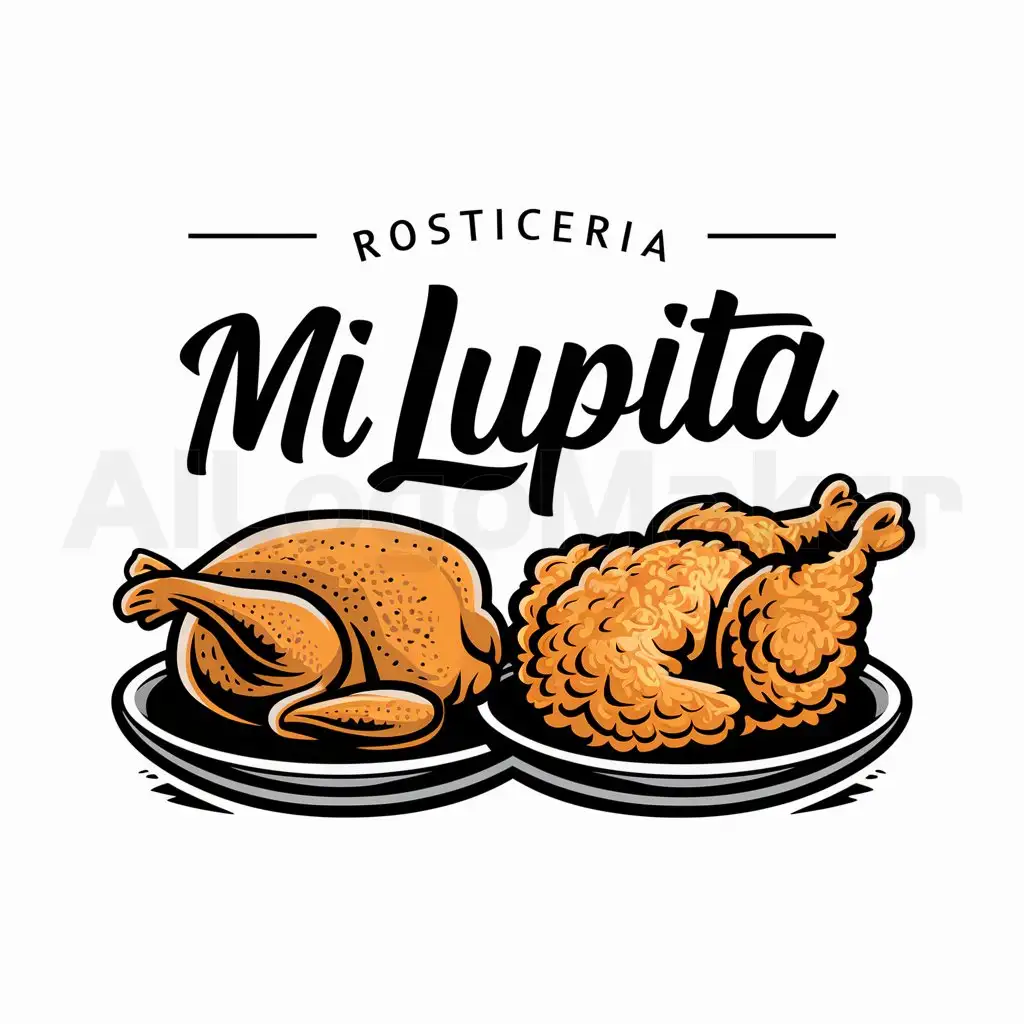 a logo design,with the text "rosticeria mi lupita", main symbol:roasted chicken and fried chicken,complex,be used in Restaurant industry,clear background