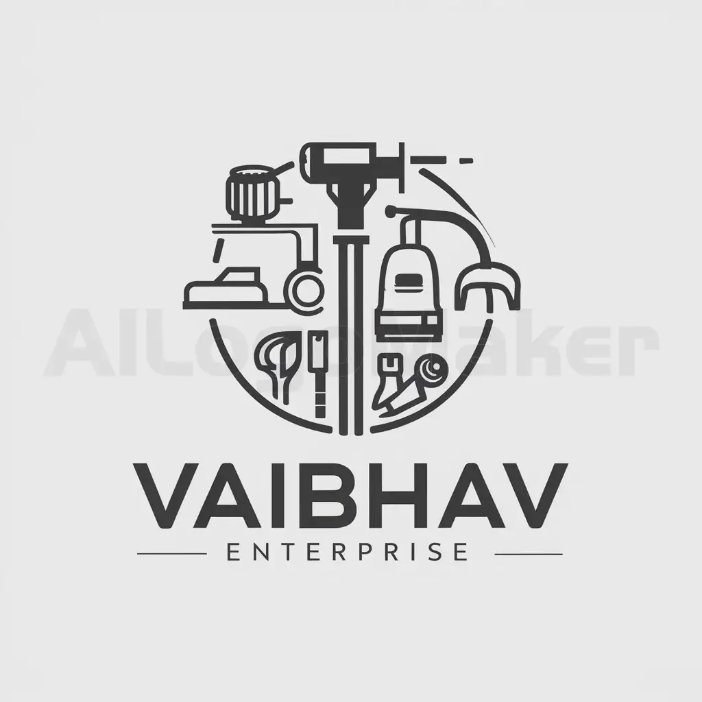 a logo design,with the text "Vaibhav enterprise", main symbol:Pressure pump,vacuum cleaner,dryer,power tools,Moderate,clear background