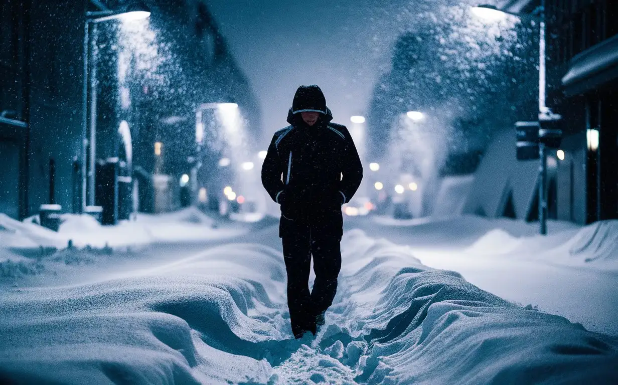 Silhouette-Walking-in-Oslo-Snowstorm