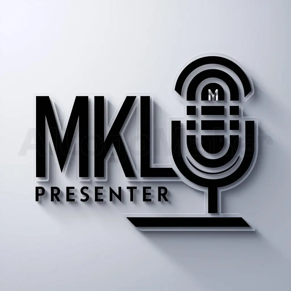 a logo design,with the text "Mkl", main symbol:M et un mini micro 🎤,complex,be used in Présentateur industry,clear background