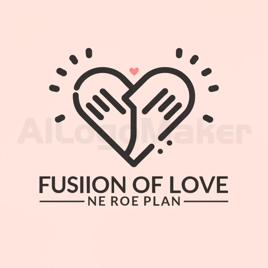 a logo design,with the text "Fusion of Love Plan", main symbol:Fingers form a heart shape, flat style,Minimalistic,be used in Education industry,clear background