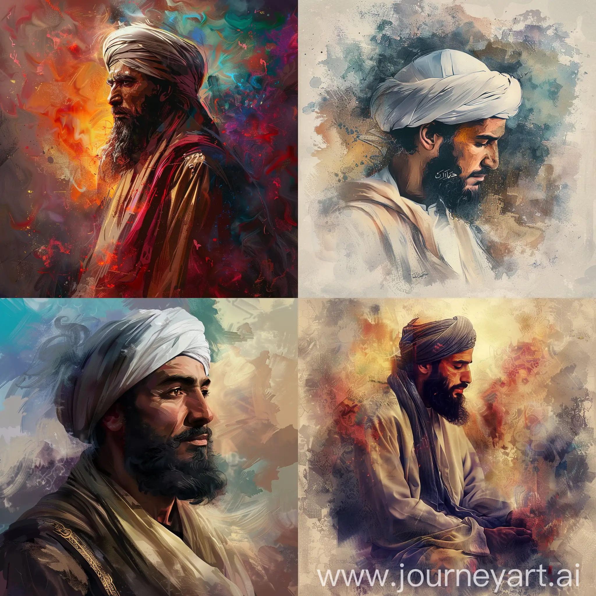 create an image about the prophet muhammed names in a digital painting style