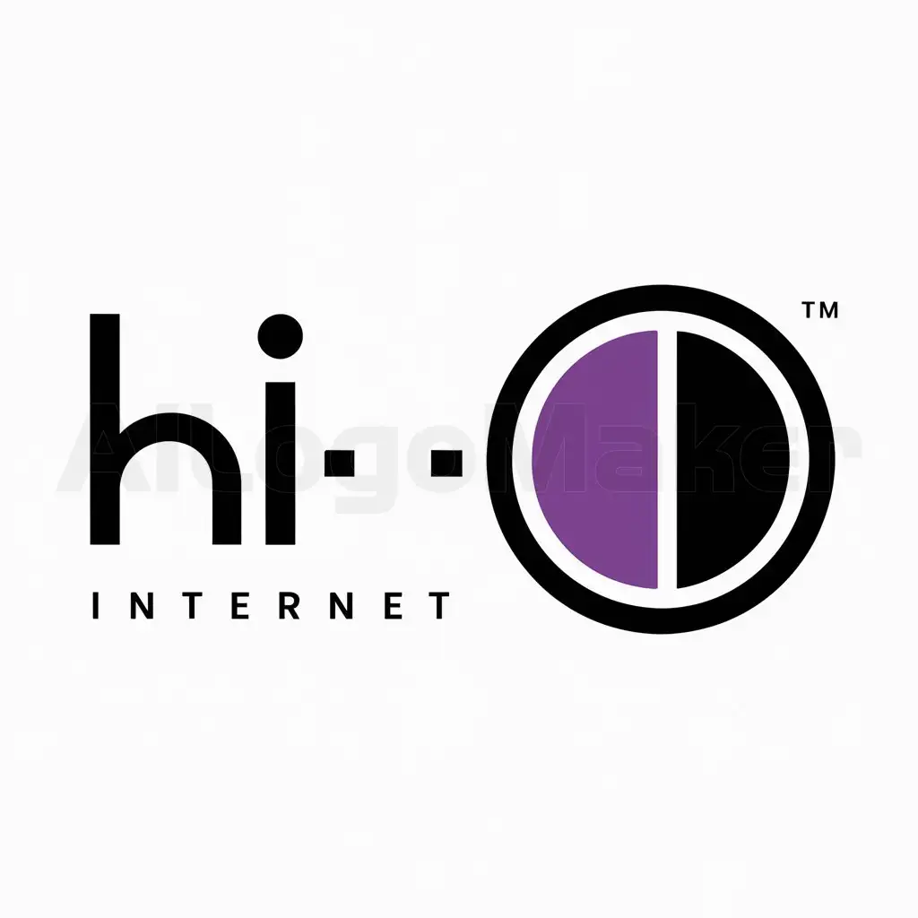 a logo design,with the text "Hi-O", main symbol:Circle divided into two parts, one purple the other black,,Moderate,be used in Internet industry,clear background