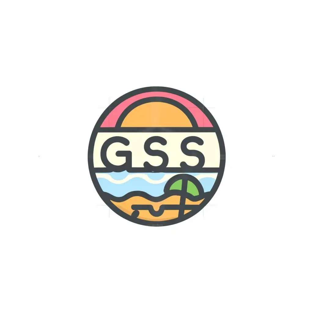 a logo design,with the text "GSS", main symbol:80s beach,Moderate,clear background