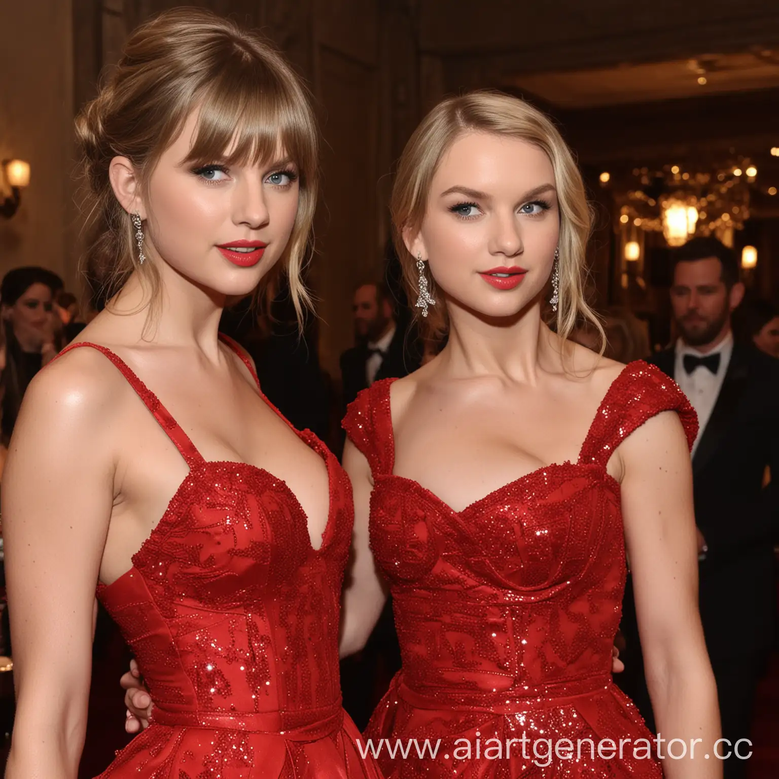 Taylor Swift & Emilia Clarke dressed up red in the ball