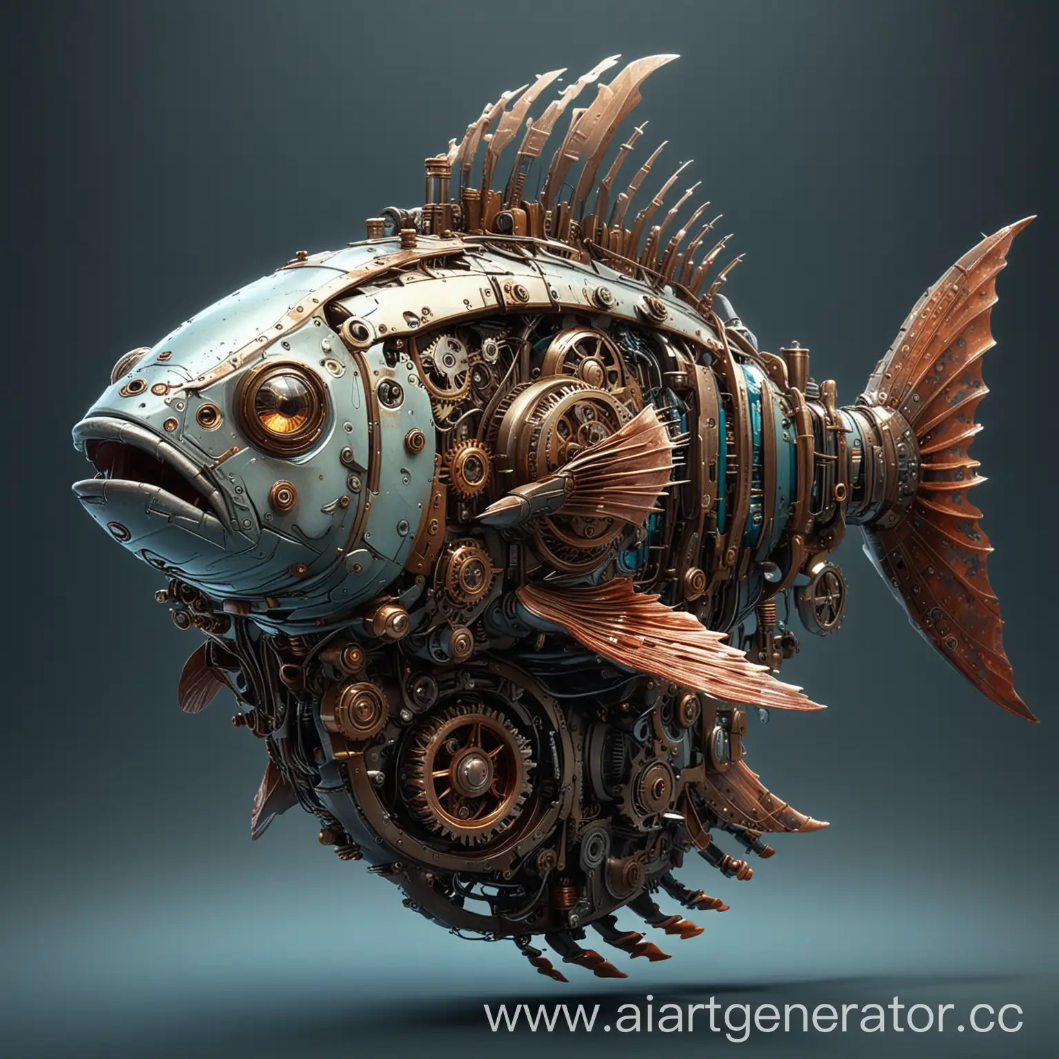 Futuristic-Mechanical-Fish-Steampunk-and-Cyberpunk-Avatar-Design