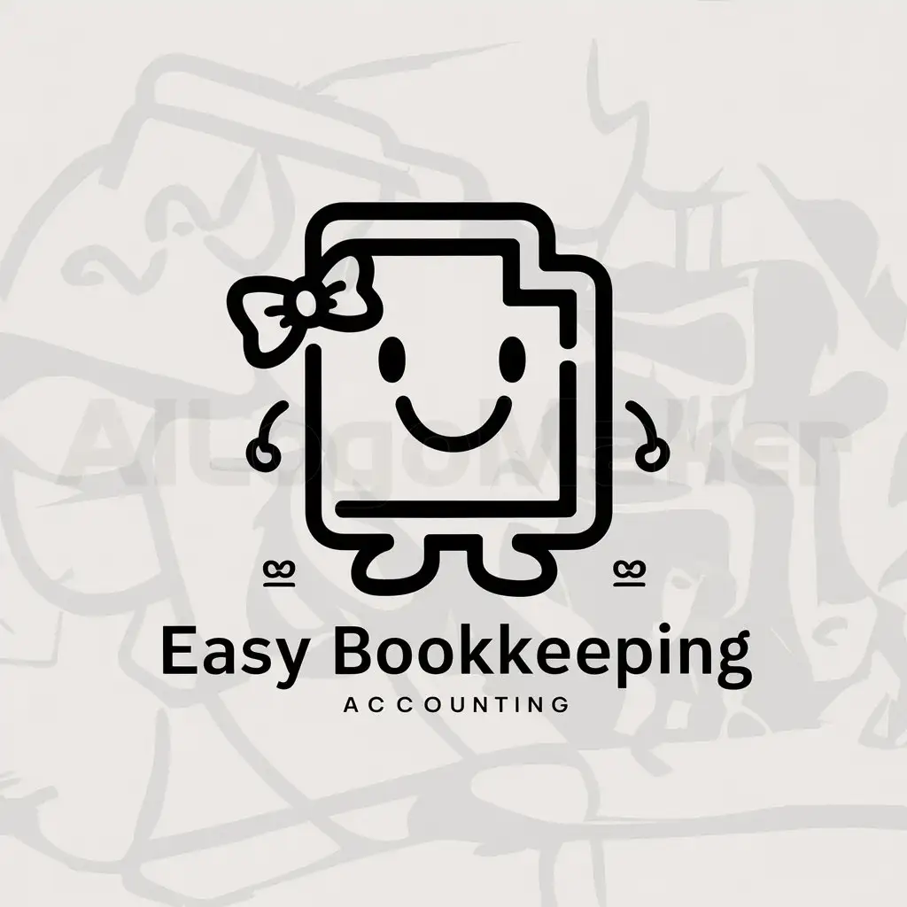 a logo design,with the text "Easy bookkeeping", main symbol:body for accounting of record keeping, cute style,Moderate,be used in Others industry,clear background