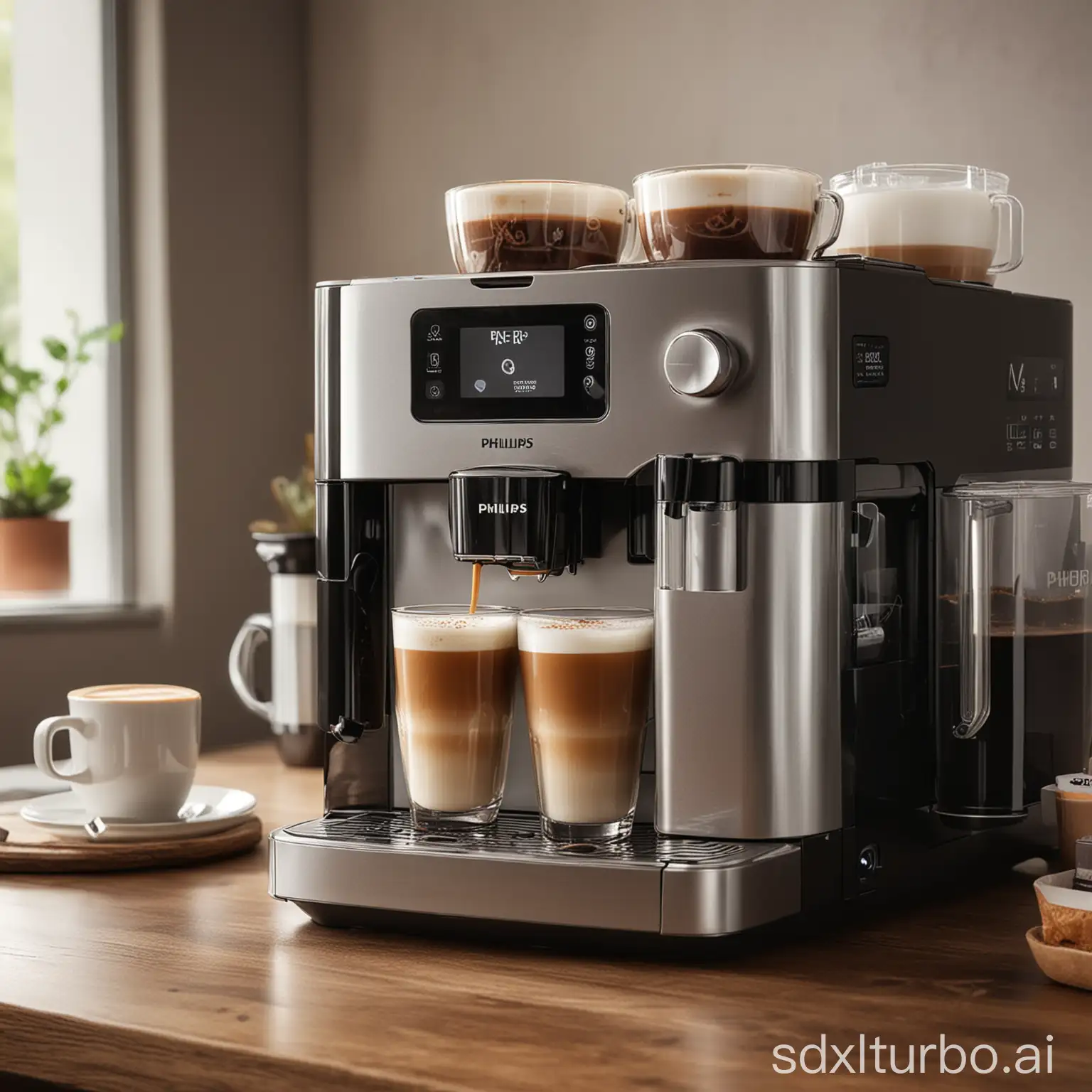 Life style drinking coffee from philips full automated coffee machine