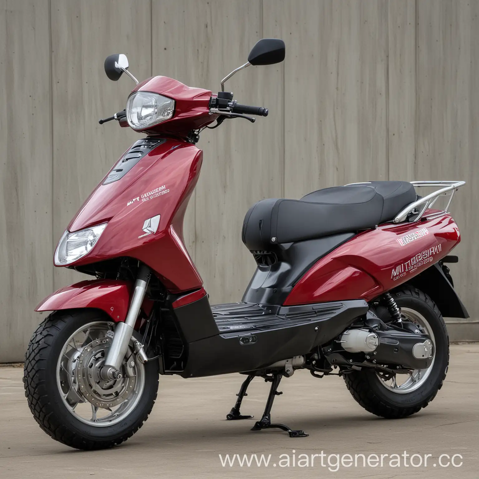 Vibrant-Red-Mitsubishi-Scooter-on-a-Sunny-Day