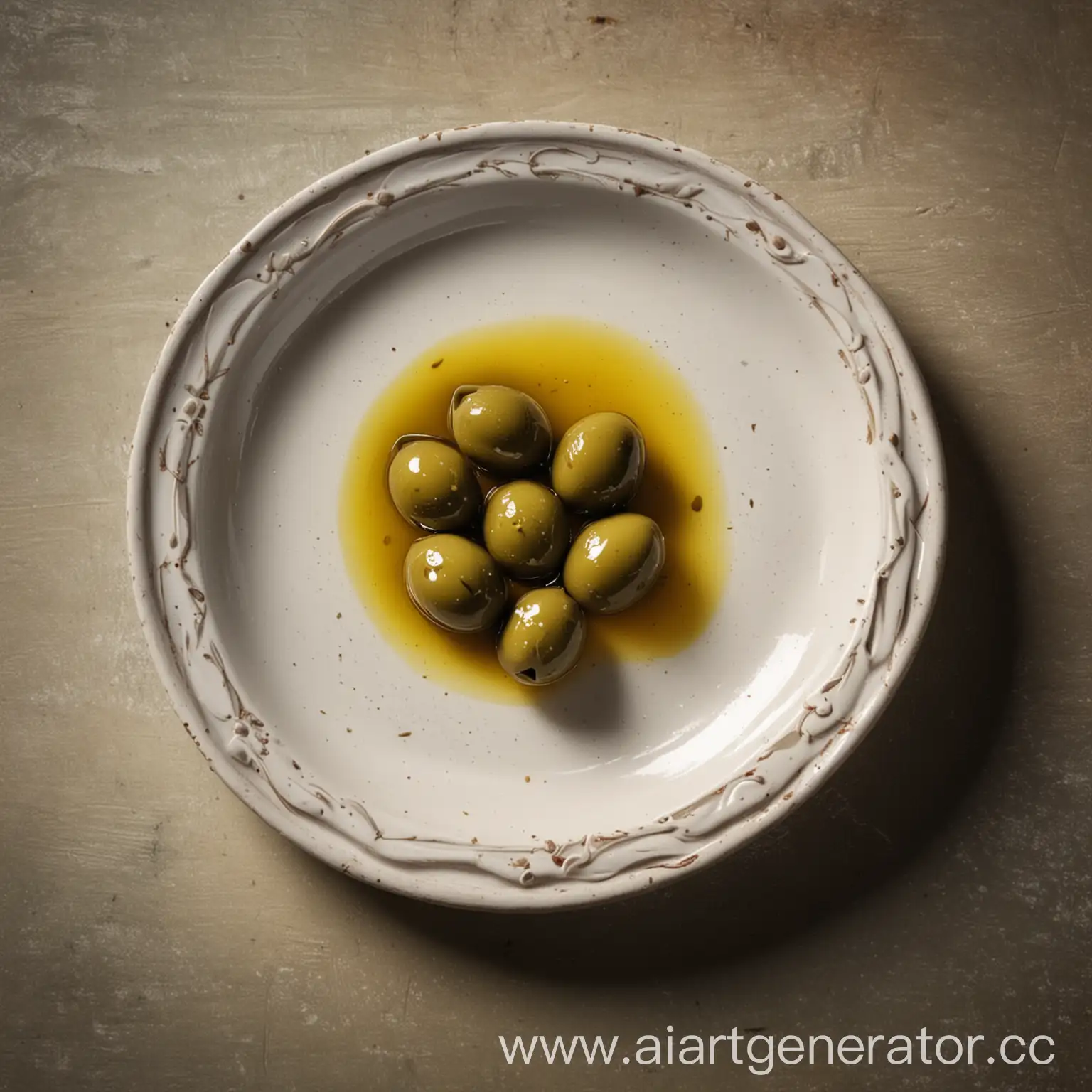 оливка в масле на блюдце