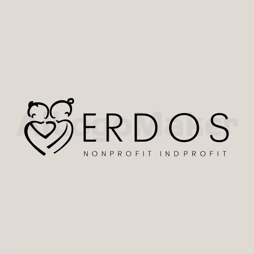 a logo design,with the text "Erdos", main symbol:embrace of children formed into heart,Minimalistic,be used in Nonprofit industry,clear background