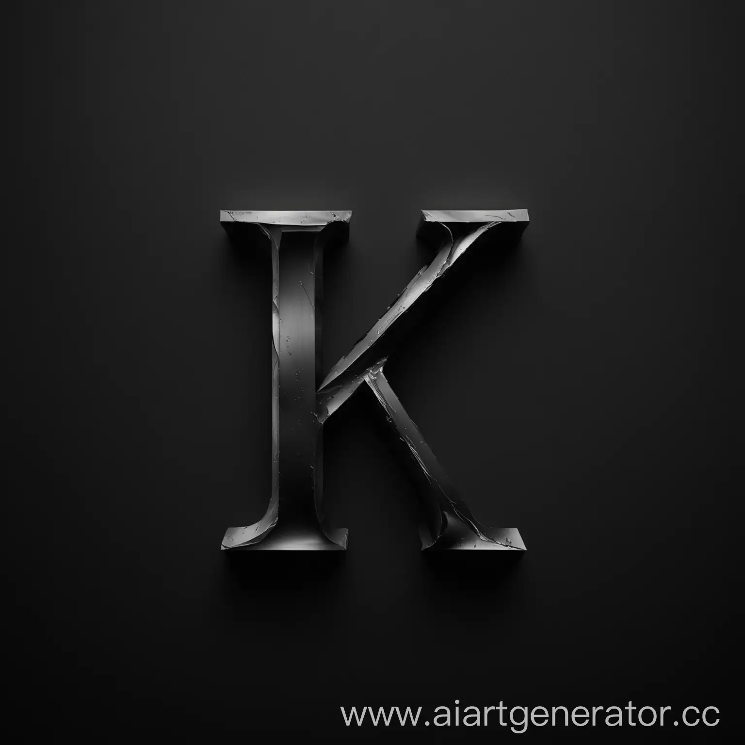 Чёрный фон. По середине, лаконичным, красивым шрифтом, изображена буква К. Подобие шрифта у Apple.